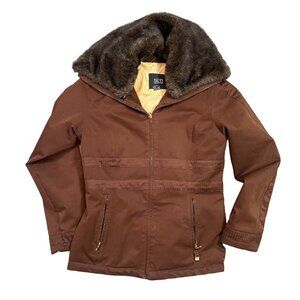 NILS Brown Ski Skiing Luxury Snow Coat Faux Fur Collar Lining Women's Size 8